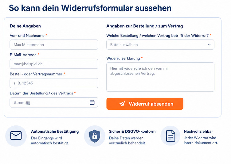 Was der Widerrusfbutton beinhalten muss.